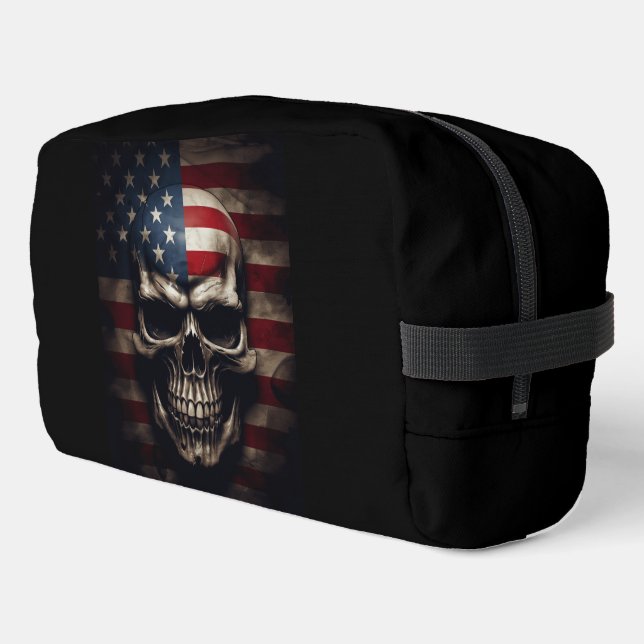 American Flag Skull  Dopp Kit (Left Corner)