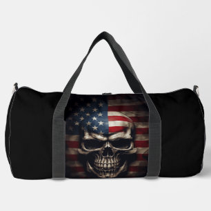 American Flag Skull  Duffle Bag
