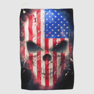 American Flag Skull Golf Towel