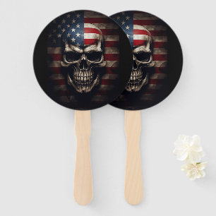 American Flag Skull  Hand Fan