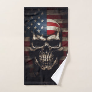 American Flag Skull Hand Towel