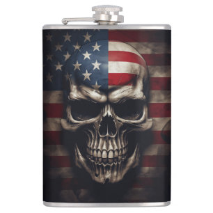 American Flag Skull Hip Flask