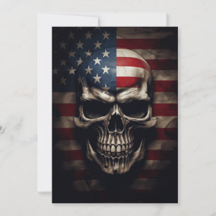 American Flag Skull Holiday Card