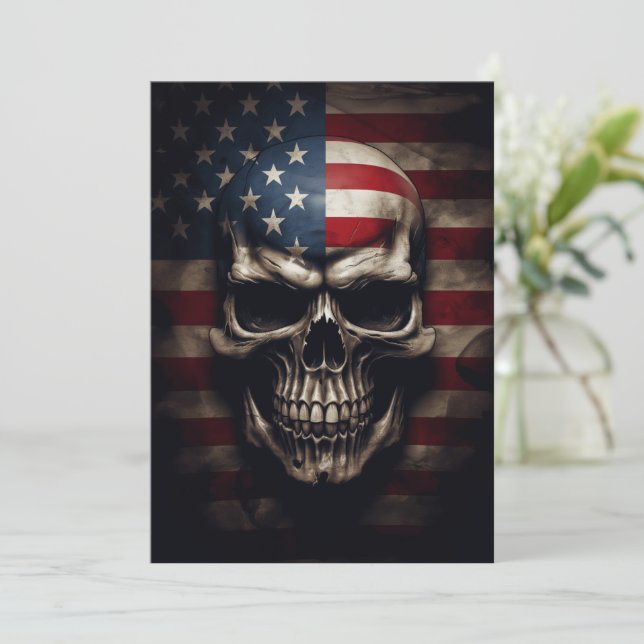 American Flag Skull  Invitation (Standing Front)