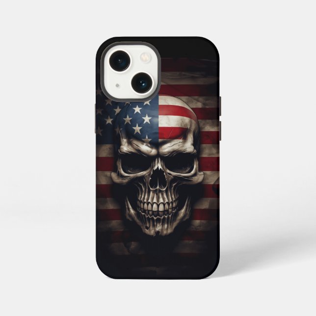American Flag Skull  iPhone Case (Back)