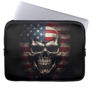 American Flag Skull Laptop Sleeve