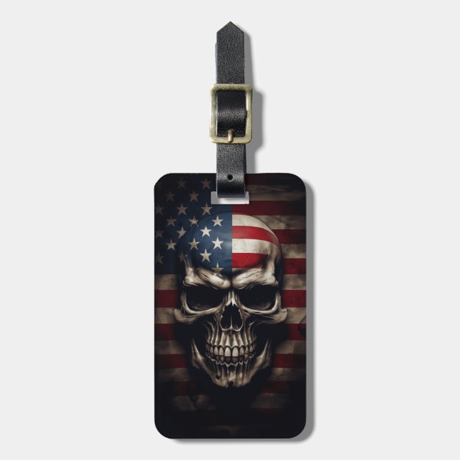 American Flag Skull  Luggage Tag (Front Vertical)