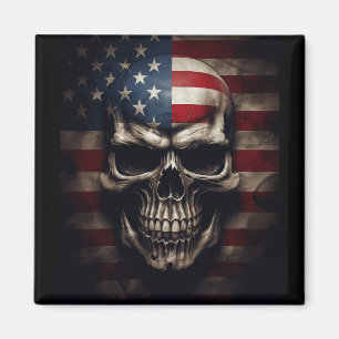 American Flag Skull Magnet