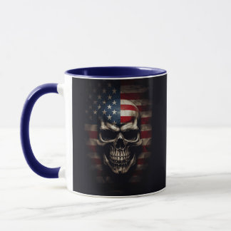 American Flag Skull Mug