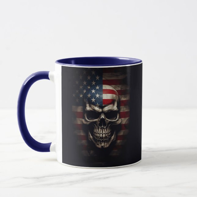 American Flag Skull  Mug (Left)
