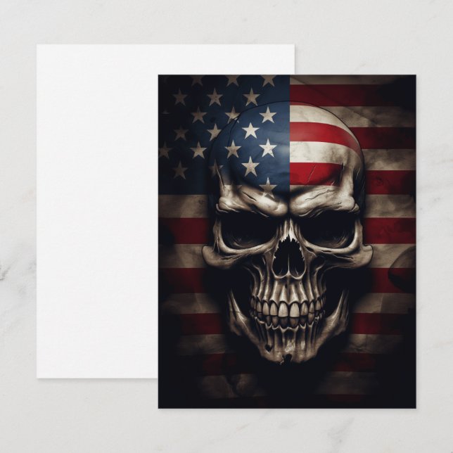American Flag Skull Note Card (Front/Back)
