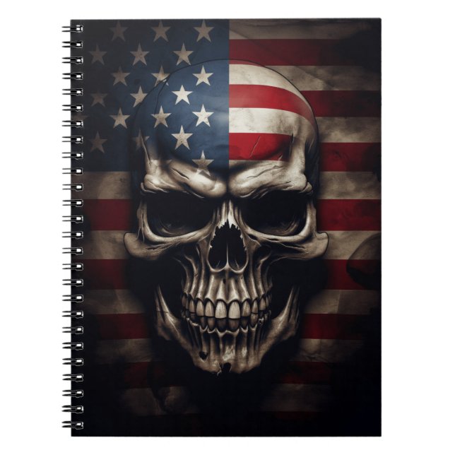 American Flag Skull  Notebook (Front)
