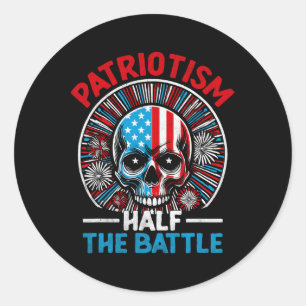 American Flag Skull Patriot Skeleton Independence Classic Round Sticker