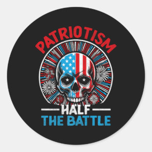 American Flag Skull Patriot Skeleton Independence Classic Round Sticker