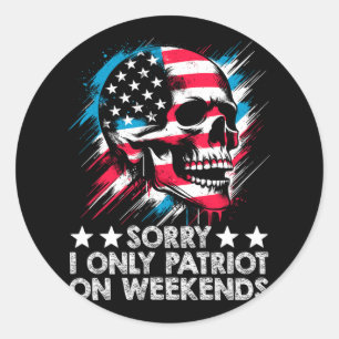 American Flag Skull Patriot Skeleton Independence  Classic Round Sticker
