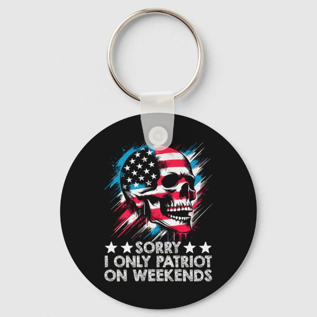American Flag Skull Patriot Skeleton Independence  Key Ring (Front)