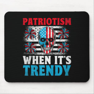 American Flag Skull Patriot Skeleton Independence  Mouse Pad
