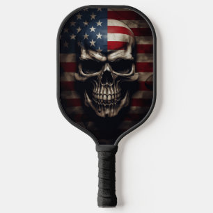 American Flag Skull Pickleball Paddle