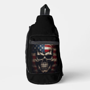 American Flag Skull  Sling Bag