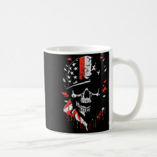 American Flag Skull Soldier Patriotic Military Gra Coffee Mug