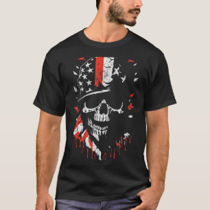American Flag Skull Soldier Patriotic Military Gra T-Shirt