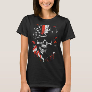 American Flag Skull Soldier Patriotic Military Gra T-Shirt
