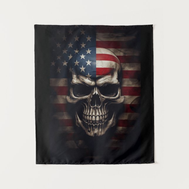 American Flag Skull  Tapestry (Front)