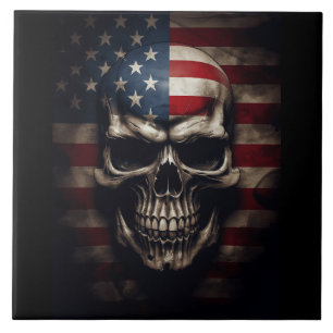 American Flag Skull Tile