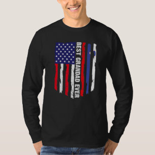 American Flag & Slovenia Flag Best Grandad Ever Fa T-Shirt