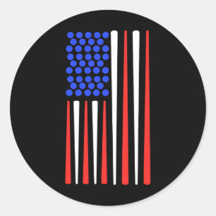 American Flag Snooker Billiard Player Billiards Classic Round Sticker