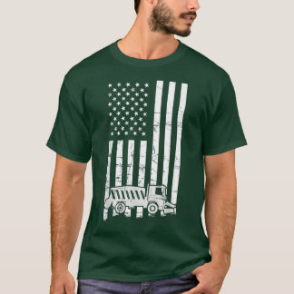 American Flag Snow Plough Driver, Snow Ploughing  T-Shirt