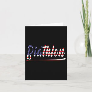 American Flag Snow Ski Biathlon Fan Graphic Art Us Card