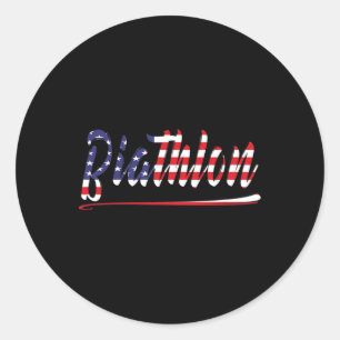 American Flag Snow Ski Biathlon Fan Graphic Art Us Classic Round Sticker