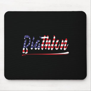 American Flag Snow Ski Biathlon Fan Graphic Art Us Mouse Pad