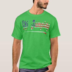 American Flag Snow Ski Jumping Fan Graphic Art USA T-Shirt