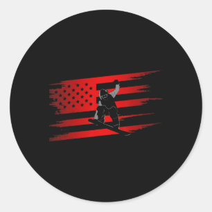 American Flag Snowboard Apparel - Snowboarding Sno Classic Round Sticker