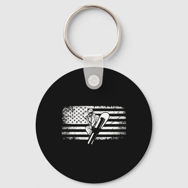 American Flag Snowboard Apparel - Snowboarding Sno Key Ring (Front)
