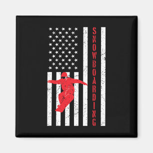 American Flag Snowboard Usa Winter Patriotic Snowb Magnet