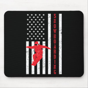 American Flag Snowboard Usa Winter Patriotic Snowb Mouse Pad