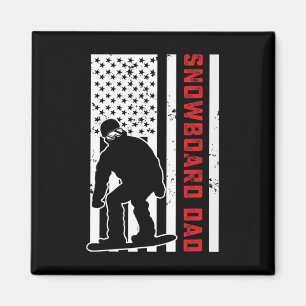 American Flag Snowboarding Dad Snowboarder Papa Sn Magnet