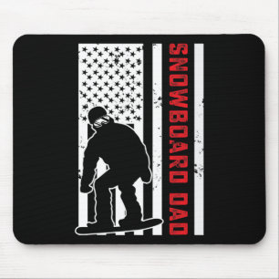 American Flag Snowboarding Dad Snowboarder Papa Sn Mouse Pad