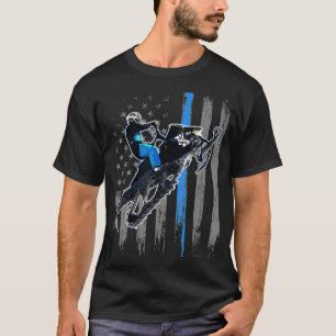 American Flag Snowmobile Men Snowmobile Riding T-Shirt