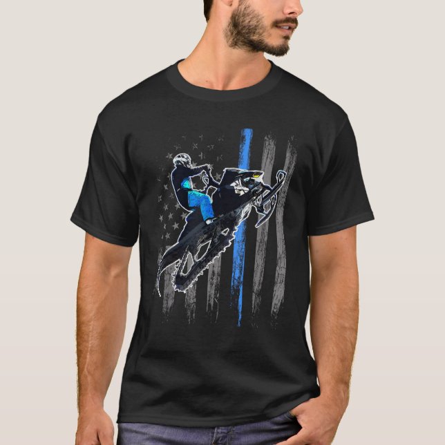 American Flag Snowmobile Riding T-Shirt (Front)