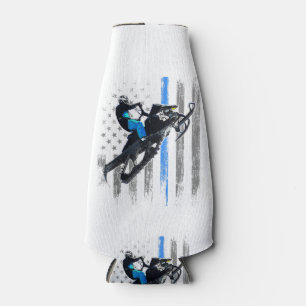 American Flag Snowmobile Shirt Men Snowmobile Ridi Bottle Cooler