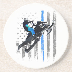 American Flag Snowmobile Shirt Men Snowmobile Ridi Coaster