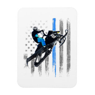 American Flag Snowmobile Shirt Men Snowmobile Ridi Magnet