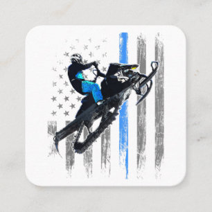 American Flag Snowmobile Shirt Men Snowmobile Ridi Square Business Card