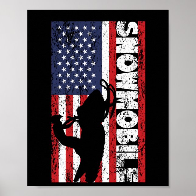 American flag snowmobile USA sleigh Poster (Front)
