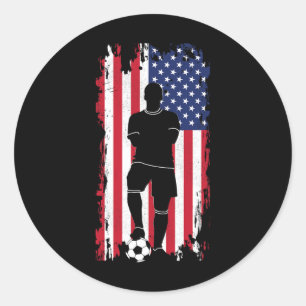 American Flag Soccer Apparel - Soccer Women Girls Classic Round Sticker