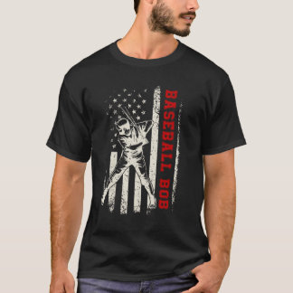 American Flag Softball Baseball Bob  Father s Day T-Shirt